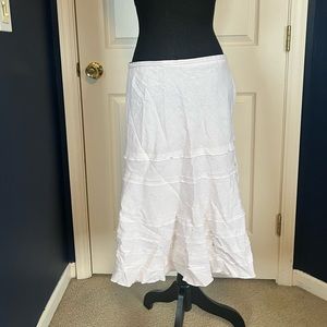 Beige Linen Ruffled MIDI Skirt Size 10